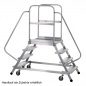ZARGES Podesttreppe Z600, Leichtmetall, beidseitig begehbar mit einseitigem Handlauf