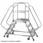 ZARGES Podesttreppe Z600, Leichtmetall, beidseitig begehbar mit beidseitigem Handlauf